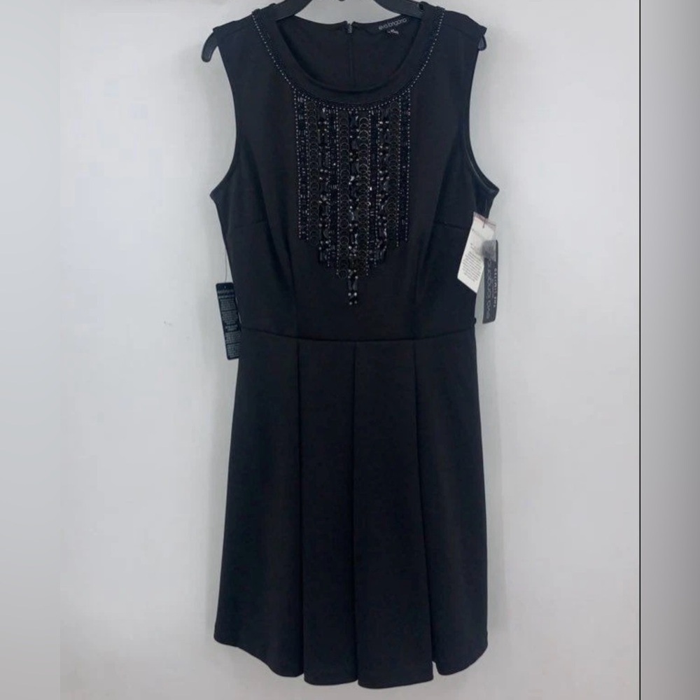 Chic Black Sleeveless Dress with Beaded Detail